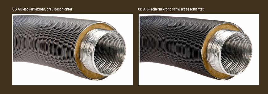 Aluflexrohr 2-lagig D=50mm - 150mm grau/schwarz/braun beschichtet