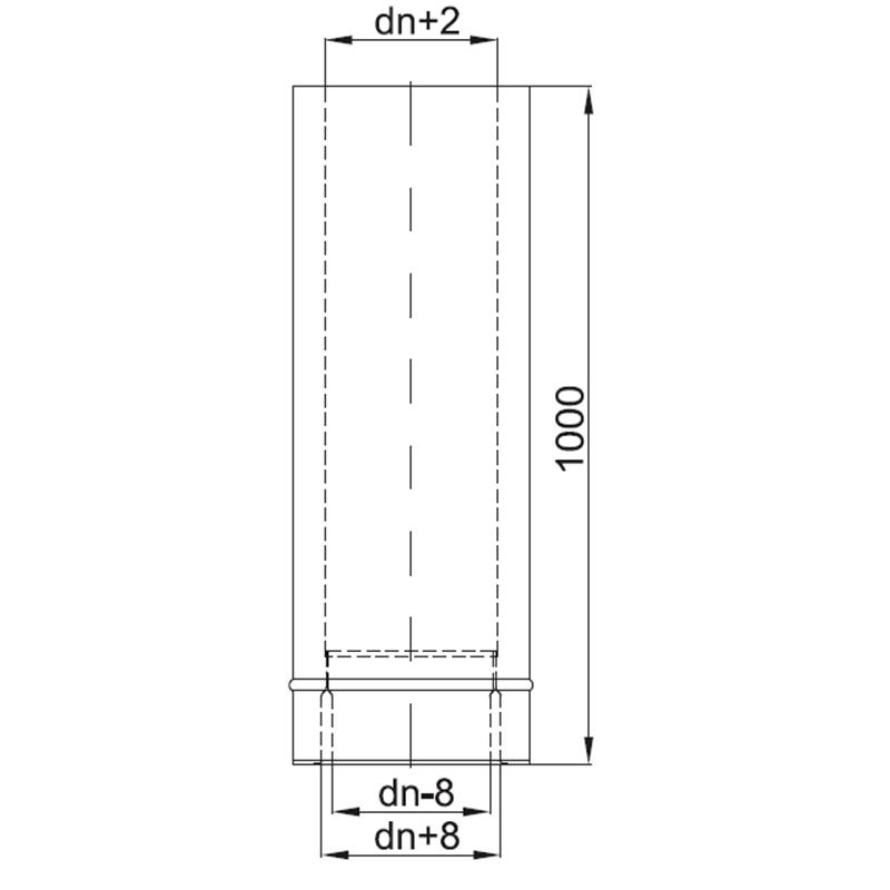 Zeichnung KS24 DW5 Wandfutter kürzbar  L=1000 alle Durchmesser