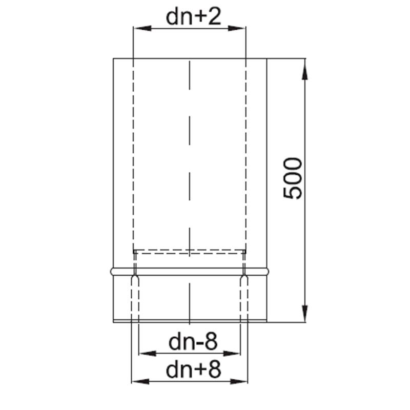 Zeichnung KS24 DW5 Wandfutter kürzbar  L=500 alle Durchmesser