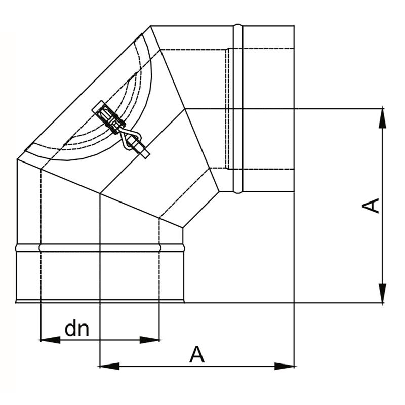 Zeichnung KS24 DW5 Bogen 90° mit Revisionsöffnung alle Durchmesser