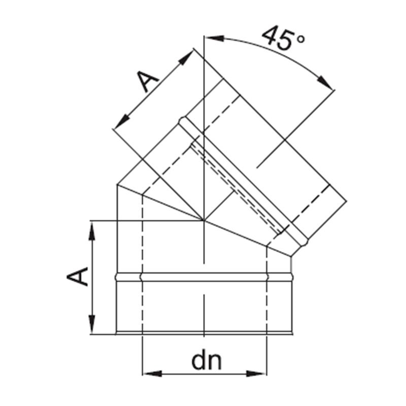 Zeichnung KS24 DW5 Bogen 45° alle Durchmesser