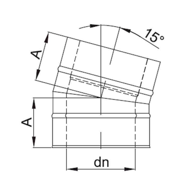 Zeichnung KS24 DW5 Bogen 15° alle Durchmesser