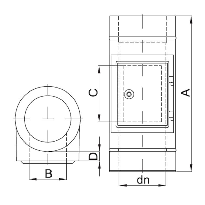 Zeichnung KS24 DW5 Reinigungsöffnung Eckig alle Durchmesser