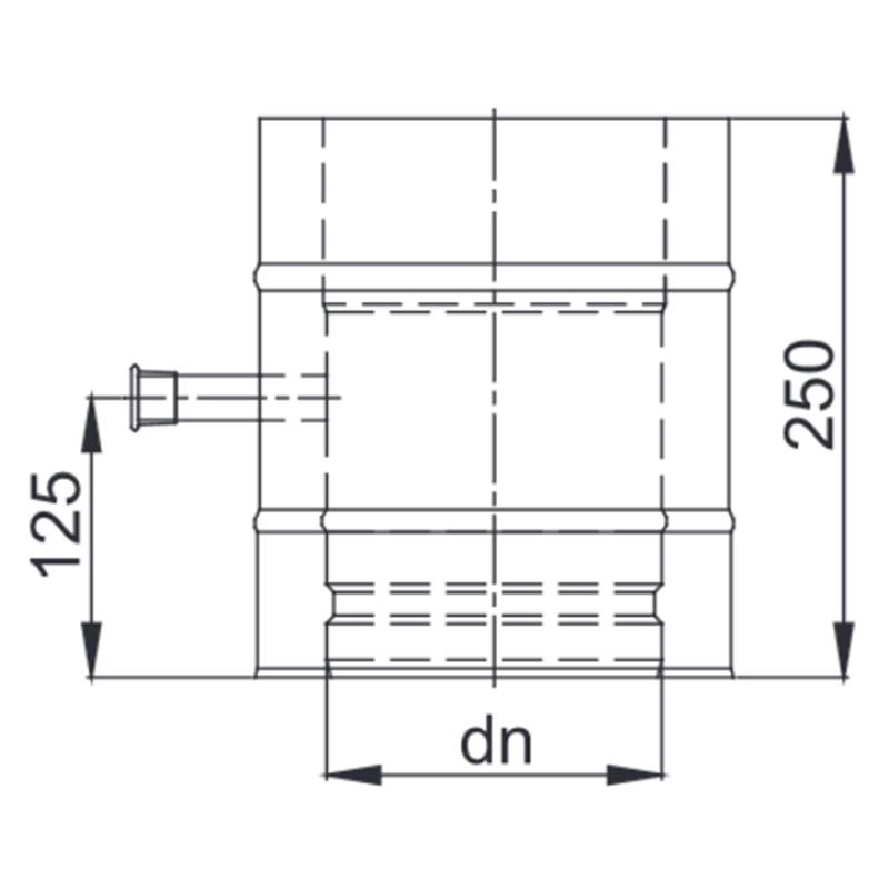 Zeichnung KS24 DW5 Längenelement  L=250 mit Meßstutzen 1/2 Zoll alle Durchmesser