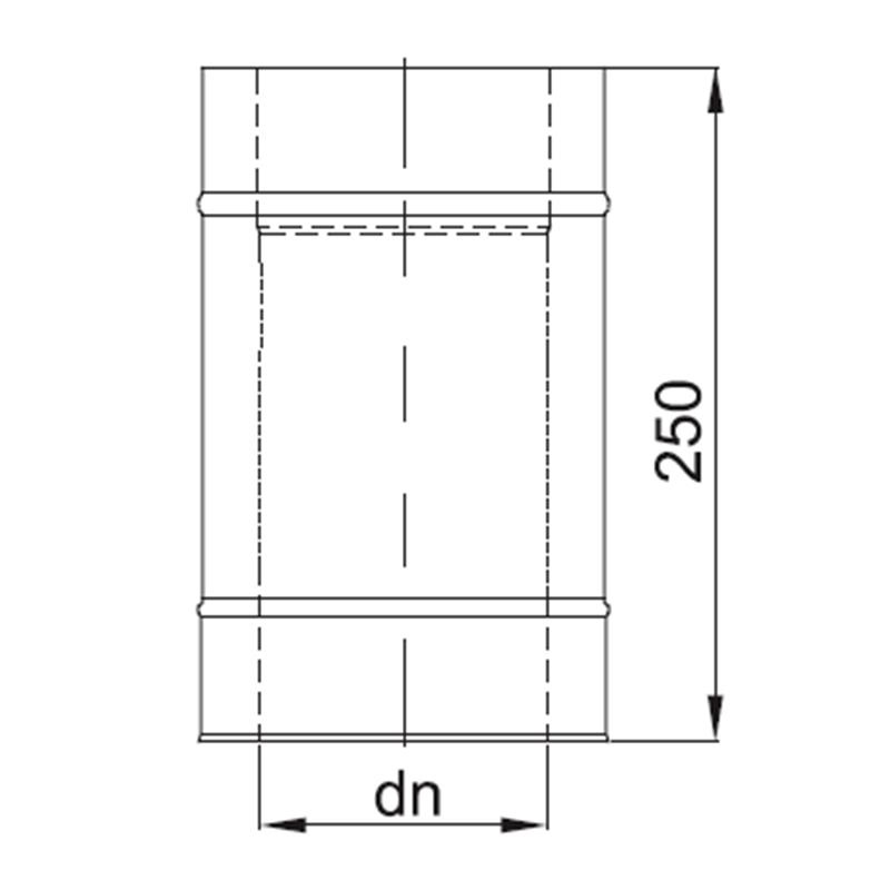 Zeichnung KS24 DW6 Längenelement L=250mm alle Durchmesser