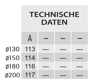 Maßtabelle von Zen Bogen 15° alle Durchmesser | MK Edelstahlschornstein ZEN