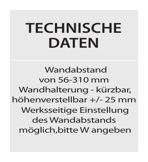 Maßtabelle von ZEN Längenelement mit Wandhalter L = 500 mm alle Durchmesser | MK Edelstahlschornstein ZEN