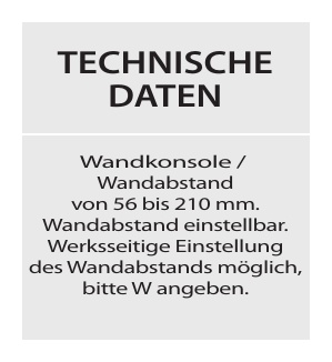 Maßtabelle von ZEN Wandkonsole mit Fußteil einstellbar 55-210mm alle Durchmesser | MK Edelstahlschornstein ZEN