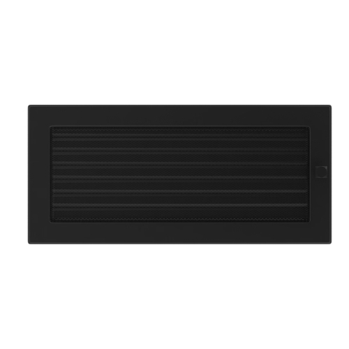 Das Bild zeigt vier verschiedene Warmluftgitter, wobei jeweils zwei in Schwarz und zwei in Weiß abgebildet sind. Die Gitter weisen unterschiedliche Größen auf und sind für die Integration in Heizungs- oder Lüftungssysteme konzipiert, um den Luftdurchfluss in Wohn- oder Geschäftsgebäuden zu regulieren oder zu verteilen.