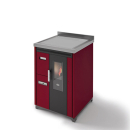 Eva Calor Gemma Pelletofen mit hoher Front, schwarzer Glas-Tür und moderner Stahlverkleidung – leistungsstarkes Modell mit einfacher Warmluftkanalisierung