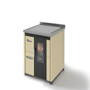 Eva Calor Gemma Pelletofen mit hoher Front, schwarzer Glas-Tür und moderner Stahlverkleidung – leistungsstarkes Modell mit einfacher Warmluftkanalisierung