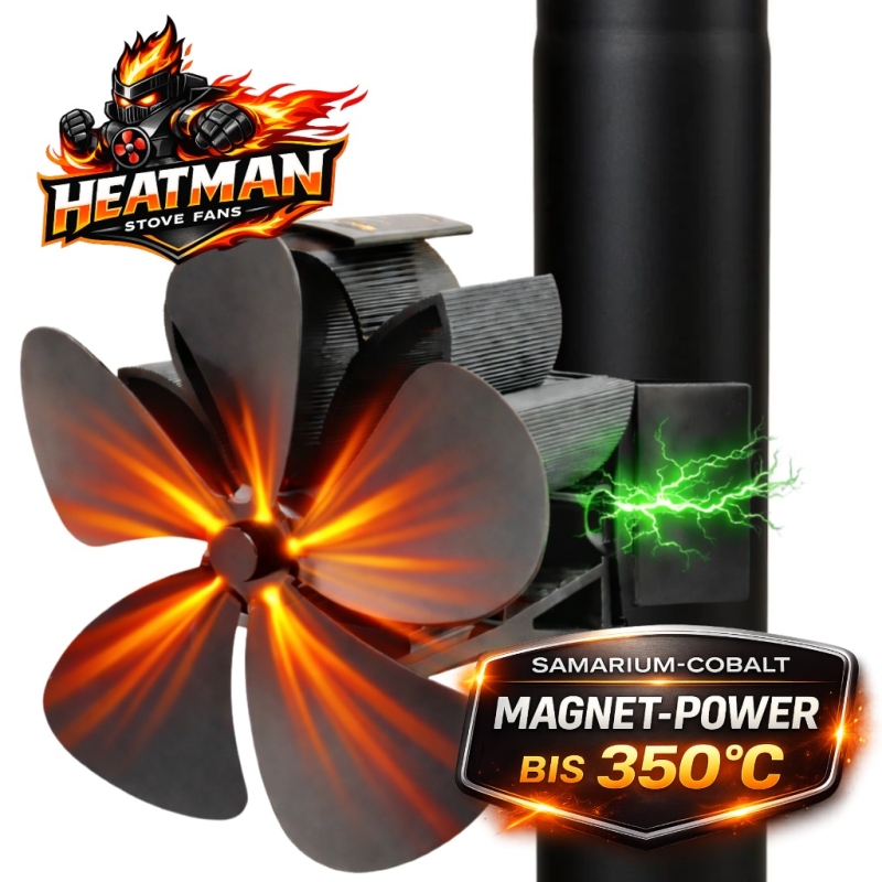 Bild zeigt Ofenventilator Heatman Pipe Power 5 Magnet