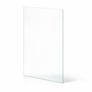 Das Bild zeigt eine rechteckige, transparente Glasscheibe...