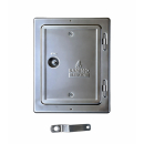 Das Bild zeigt die Edelstahlkamintüre V2A...