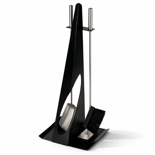 Kaminbesteck 2-teilig High-End-Design, Edelstahl schwarz