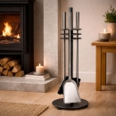 Kaminbesteck 3 teilig aus Edelstahl, anthrazit...