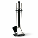 Rundes Kaminbesteck 3-teilig schwarz beschichtet, Griffe...