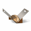 Holzkorb Edelstahl mit Griffen, Sockel in Nussholz