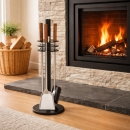 Kaminbesteck 3-teilig Edelstahl schwarz beschichtet mit...