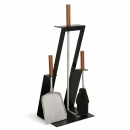 Kaminbesteck 3-teilig schwarz, Edelstahlbesteck mit...