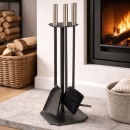 Kaminbesteck 3-teilig Anthrazit beschichtet mit...