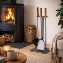 Kaminbesteck 3-teilig Anthrazit beschichtet mit...