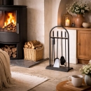 Design Kaminbesteck 4-teilig anthrazit, gebogener Halter,...