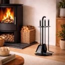 Kaminbesteck 3-teilig, Design mit Bogen, anthrazit,...
