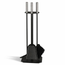 Kaminbesteck 3-teilig rundes Design, schwarz mit...
