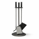 Kaminbesteck 3-teilig, rundes Design, anthrazit mit...