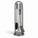 Kaminbesteck 4-teilig in anthrazit, Griffe mit Chromkappen