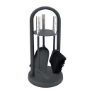 Kaminbesteck 3-teilig anthrazit, rundes Design mit...