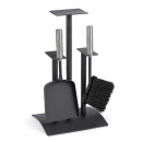 Kaminbesteck 2-teilig anthrazit mit Edelstahlgriffen