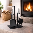 Kaminbesteck 2-teilig anthrazit mit Edelstahlgriffen