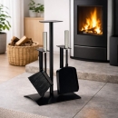 Kaminbesteck 2-teilig schwarz mit Edelstahlgriffen