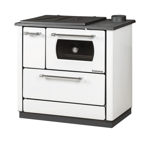 Kaminofen Küchenherd 4040 weiss mit Edelstahlschornstein 5,2m DN130