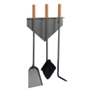 Kaminbesteck 3-teilig anthrazit beschichtet für...