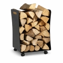 Holzkorb mit Rollen schwarz beschichtet