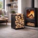 Holzkorb mit Rollen schwarz beschichtet