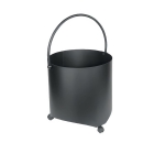 Holzkorb rund mit Rollen anthrazit beschichtet