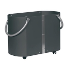 Holzkorb oval anthrazit beschichtet mit Rollen