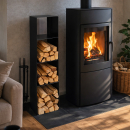 Brennstoffregal für Kaminholz, Stahlblech, schwarz