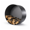 Holzkorb schwarz, rundes Design zur Wandbefestigung