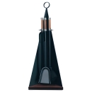 Schwarzes Kaminbesteck 3-teilig, dreieckig, Griffe in Eiche