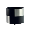 Holzkorb, Edelstahl und schwarz farbig mit Rollen