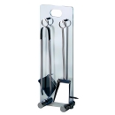 Kaminbesteck 4-teilig aus Glas mit verchromten Besteck...