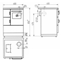 K 118 Wamsler Küchenherd Maron Ceranplatte Abgasrohr links mit Abdeckhaube
