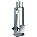 Kaminbesteck 4-teilig, eckiges Design in Edelstahl