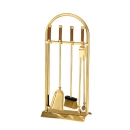 Kaminbesteck 4-teilig aus Messing mit Holzeinlage,...