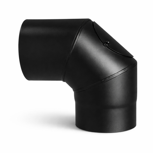 Bogen 0-90° m.Tür 2mm Senotherm® schwarz DN120